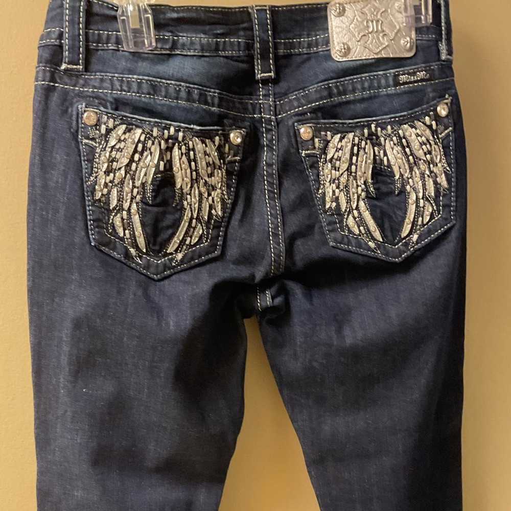 Miss Me Dark Blue Jeans with Silver Embroidery